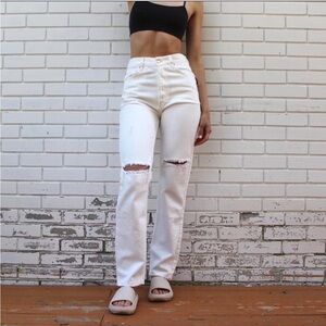 Free People distressed straight leg jeans